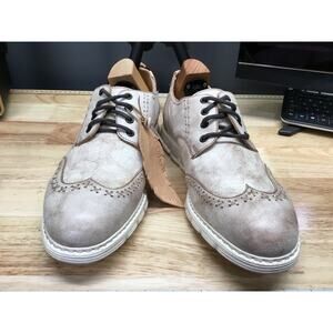 Bed|Stu Cayuga II Men's 11.5 Icicle Rustic Leather Lace-Up Wing Tip Derby Shoes
